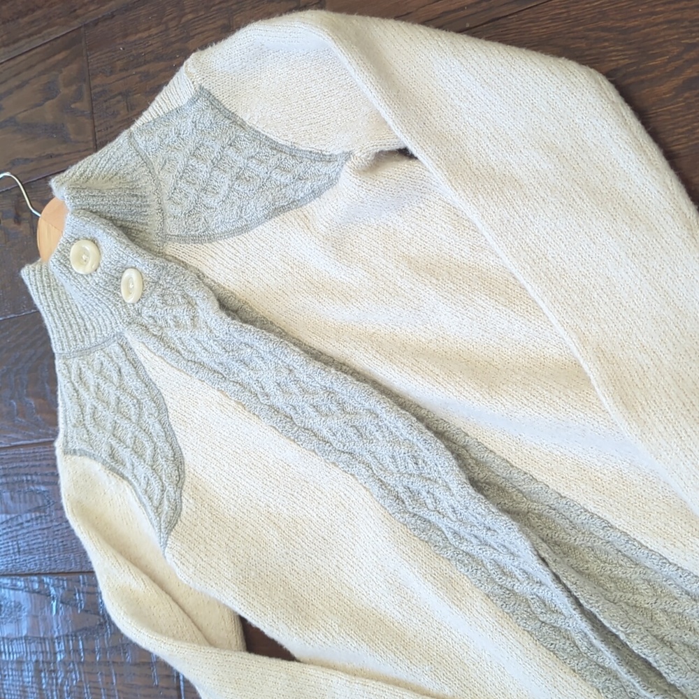 PRANA I Off-White Ivory Cream & Gray Angelica Duster Cardigan Jacket Sweater, M